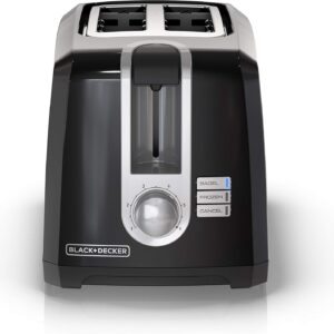 BLACK+DECKER 2-Slice Toaster, T2569B, Extra Wide Slots, 6 Shade Settings, 850 Watts, Crub Tray, Cancel Button