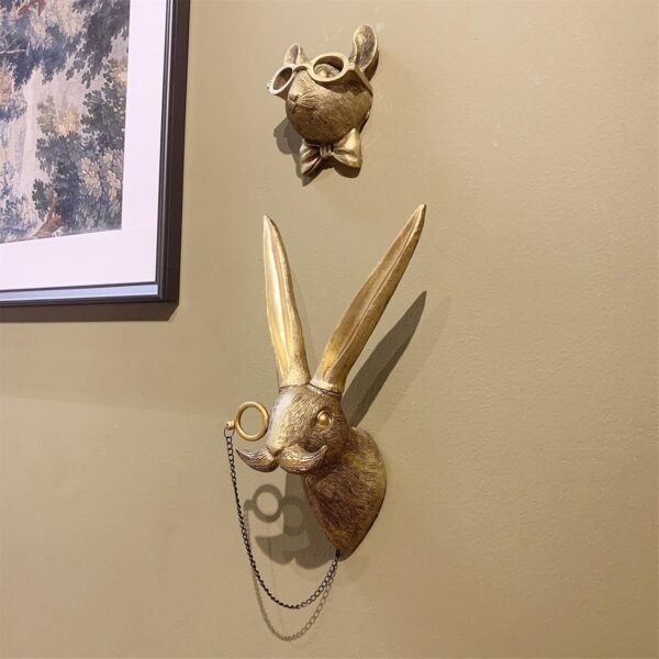Animal Heads Wall Decor, Faux Deer Head Mount, Animal Sculptures Wall Decor, Resin Animal Head Wall Hanging Decoration for Living Room Bedroom Kitchen Gift,Rat - Image 7