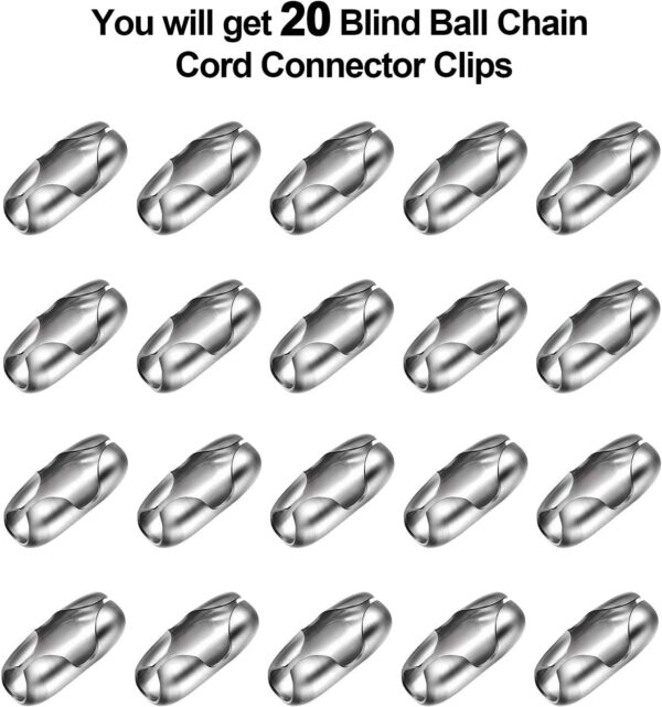 Pangda 20 Pack Replacement Vertical Roman Roller Blind Ball Chain Cord Connector Clips (Stainless Steel) - Image 3