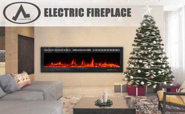 CharaVector Electric Fireplaces Recessed Wall Mounted Fireplace Insert 70 Inch Wide Heater LED Fire Place Remote Control & Touch Screen - Image 2