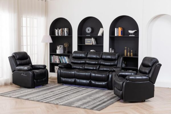 Home Theater Seating Manual Recliner Chair, Faux Leather Home Theater Seating Manual Recliner, Palomino Fabric Single Sofa, Nursery Chair, for Living Room Bedroom Office - Image 6