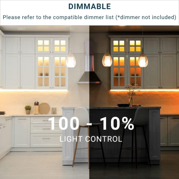 PARMIDA LED Under Cabinet Lighting, Hardwired Installation, 12 Inch, 9W, 3CCT Color Selectable - 3000K/4000K/5000K, ETL Listed, 120V, Dimmable, 600 Lumens, White Finish - Image 5