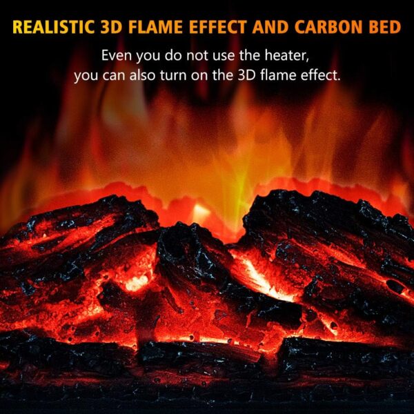 LifePlus Electric Fireplace Heater, Portable Wood Fireplace Stove with 3D Realistic Dancing Flame Effect, Tabletop Fireplace Space Heater Overheat Protection for Indoor Use Bedroom Office,1500W - Image 2