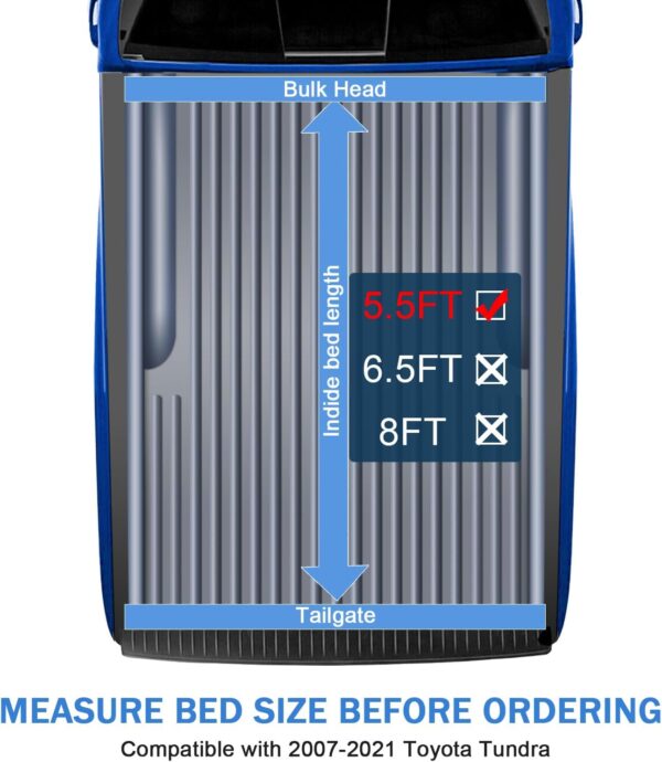 Soft Quad-Fold Truck Bed Tonneau Cover Compatible with 2007-2021 Toyota Tundra 5.5FT Bed - Image 2