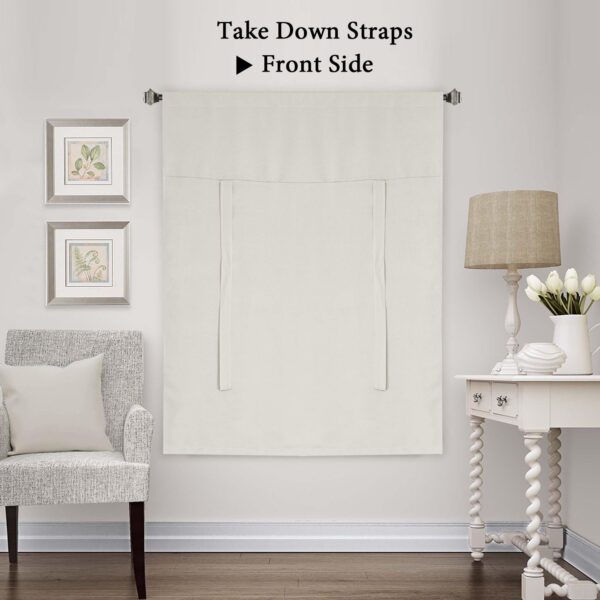 H.VERSAILTEX Kitchen Tie Up Curtain Thermal Insulated Tie Up Window Blind for Small Window Rod Pocket Panel - 42" Wide by 63" Long - Ivory/Cream - Image 2