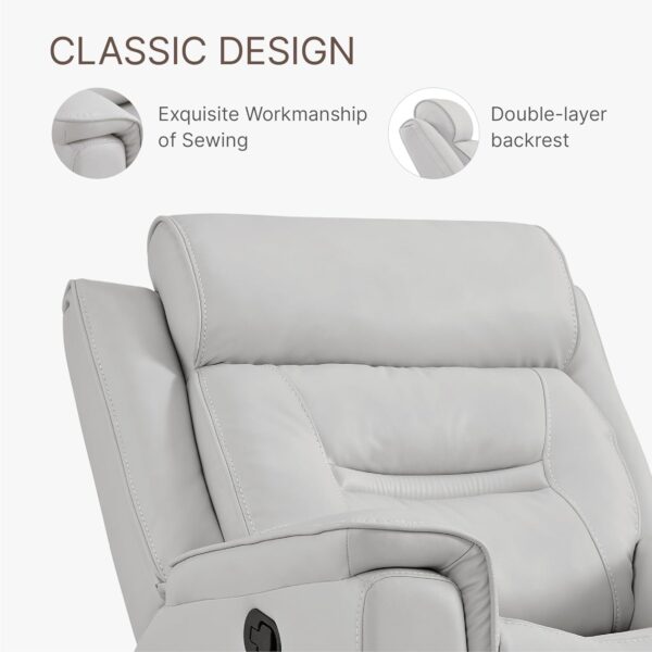 Leather Recliner Chair Faux Swivel Rocker for Adults Manual Sofa for Living Room Bedroom Home Theater Seating,Light Grey - Image 6