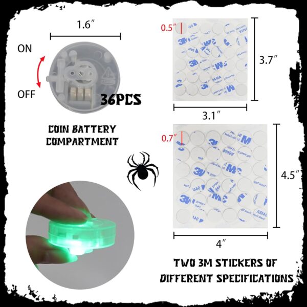 Dazzle Bright 36 Pcs LED Halloween 3D Spider Decorations Wall Stickers, 4 Different Size Removable PVC Wall Sticker for Indoor Home Window Decor Party Supplies - Image 3