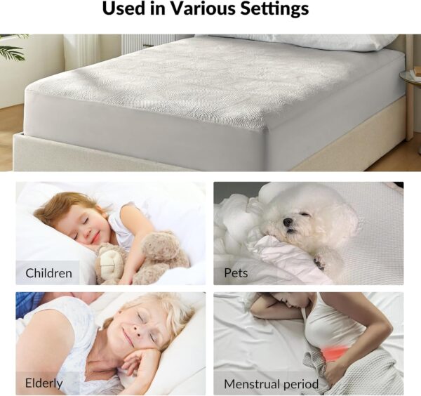 Tina's Home Waterproof Mattress Protector Full Size - Cooling Mattress Cover 3D Air Fabric Noiseless Bed Cover - Pad Protectors Fitted with Deep Pocket 8"- 21" Machine Washable,Light Grey - Image 7