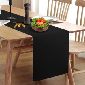 Waterproof Wipeable Table Runner, Thick Farmhouse Table Runner, Dresser Runner, Rustic Table Runner for Kitchen Dining Room, Bedroom, Living Room, Indoor and Outdoor (90'', Black)
