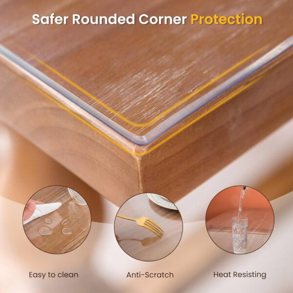 Clear Table Cover Protector 42 x 60 Inch, Table Protector for Dining Room Table, 1.5mm Thick Clear Plastic Table Protector, Clear Tablecloth Protector, Table Pad Mat for Kitchen - Image 3