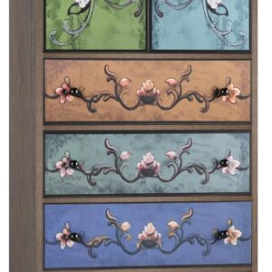 finetones 50’’ Tall Dresser, Boho Dresser Vintage Dresser with 4 Drawers and 2 Doors, Wood Dresser Chests of Drawers for Home, 16.1D x 23.6W x 50H Inch