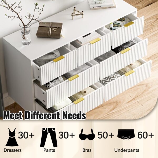 Dresser for Bedroom, White Bedroom Dresser with 7 Drawers, Modern Wide Dresser with Gold Pulls,White - Image 5