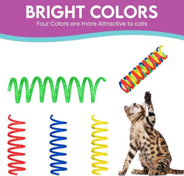 SPOT Thin Colorful Springs Cat Toy - Bouncy Toys for Medium Indoor Cat Breeds to Bite, Swat, Chase - Keeps Cats & Kittens Entertained for Hours - Includes Ten 3” Wide Spiral Springs, Assorted Colors - Image 7