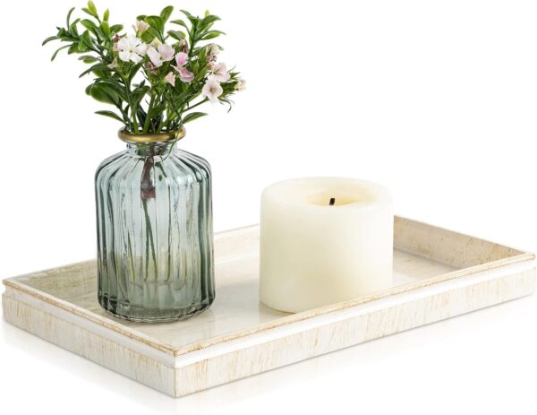 Rustic Luxe Decorative Coffee Table Tray - Decor Tray for Elegant Rustic Home Decor Works as a Perfume and Bathroom Counter Organizer, Ottoman Tray, or Table Centerpieces for Dining Room 10"Lx6"Wx1"H
