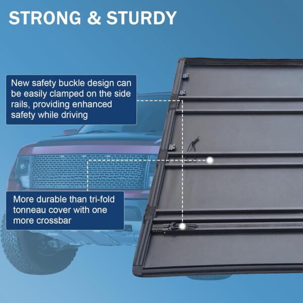 Soft Quad-Fold Truck Bed Tonneau Cover Compatible with 2007-2021 Toyota Tundra 5.5FT Bed - Image 6
