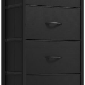 YITAHOME Storage Tower with 4 Drawers - Fabric Dresser, Organizer Unit for Bedroom, Living Room, Closets - Sturdy Steel Frame, Easy Pull Fabric Bins & Wooden Top