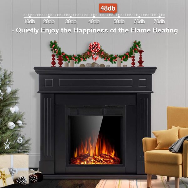 Cowsar 44" Electric Fireplace with Mantel Package Free-Standing Fireplace Heater, Wooden Surround Firebox with Log, Remote Control, 750-1500W, Black - Image 3