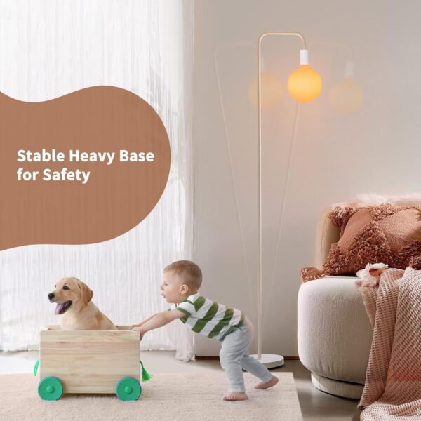ONEWISH Floor Lamp for Living Room - Minimalist Standing Lamp with Modern LED Bulb, White Frosted Globe Glass 6", 1800K Warm Ambiant Lighting Decorative Tall Lamp for Bedroom Dorm - Image 4