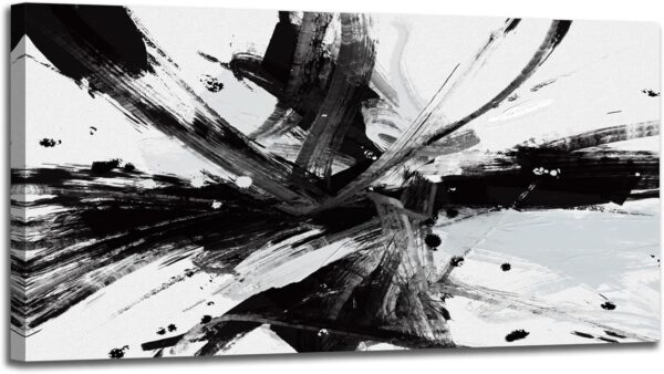RUIFENGL Black and White Abstract Canvas Prints Wall Art for Living Room Office Wall Decor, Black & White Graffiti Modern Paintings Artwork Pictures for Bedroom Bathroom Home Wall Decoration 20"x40"