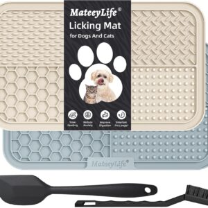 MateeyLife 2PCS Large Lick Mat for Dogs with Suction Cups, Slow Feeder Dog Bowls, Dog Lick Mat for Anxiety Relief, Dog Toys to Keep Them Busy, Dog Enrichment Toys for Bathing, Cat Lick Pad for Boredom