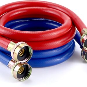 Washer Hoses 4ft/4FT Rubber Washer Hose,Universal Washing Machine Hoses/Washer and Dryer Hose 3/4 washer hose for Hot and Cold Water Washer Hoses/Washer Machine Hoses 2 Pack -by MIFLUS