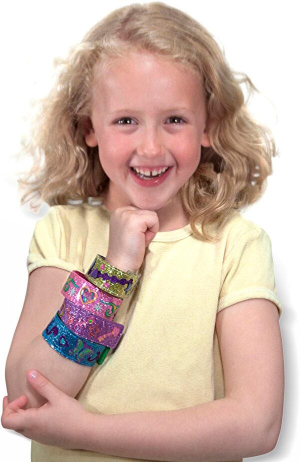 Melissa & Doug Design-Your-Own Bracelets With 100+ Sparkle Gem and Glitter Stickers - Kids Snap Bracelets, Jewelry Crafts For Kids Ages 4+ - Image 3