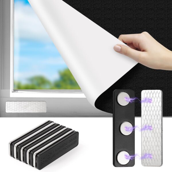 12 Pairs Magnetic Curtain Closure, Blackout Blind Accessory for Window Blinds Curtain Closure with Adhesive Curtain Magnets Clips for Blackout Curtains - Image 4