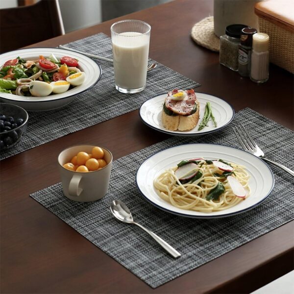 homEdge PVC Placemat, 4 PCS of Non-Slip Heat Resistant Place Mats, Washable Vinyl Placemats, Set of 4 – Gray - Image 2