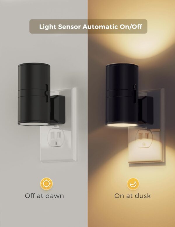 L LOHAS LED Night Light Plug in, Modern Night Lights Plug into Wall, Dusk to Dawn Sensor, Soft White 3000K, 0-100LM Adjustable Brightness, Dimmable Night Lights for Hallway Bedroom Stairway, 2 Pack - Image 2