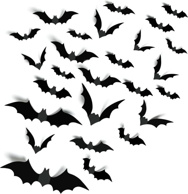 Halloween Party Supplies Hallween Decorations Bats Wall Decor 140PCS Realistic PVC 3D Black Scary Bat Sticker for Creepy Home Decor Halloween Party Decorations DIY Wall Decal Bathroom Indoor Halloween