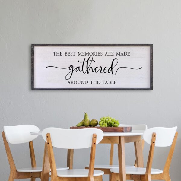 The Best Memories Are Made Gathered Around The Table Wall Decor 40"x15" Large Rustic Farmhouse Dining Room Wood Framed Modren Signs Kitchen Home Simple Hanging Wall Art (Black) - Image 4