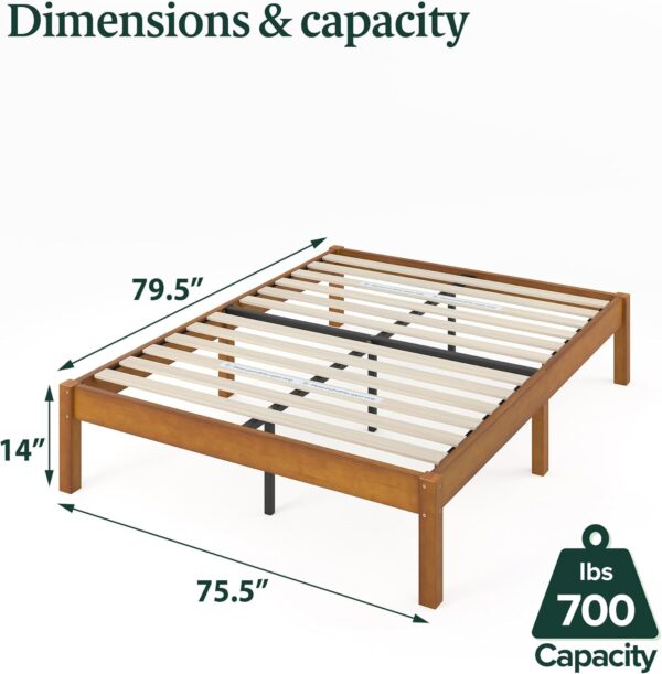 Zinus Ellie 14 Inch Bamboo Platform Bed Frame, Wood Slat Support, No Box Spring Needed, Easy Assembly, King - Image 2