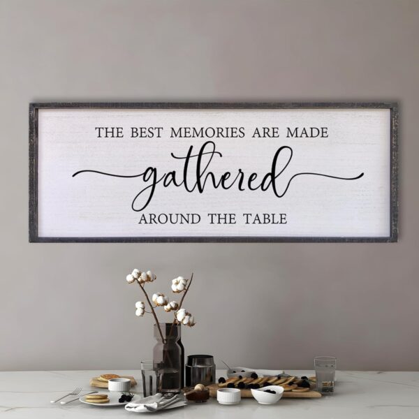 The Best Memories Are Made Gathered Around The Table Wall Decor 40"x15" Large Rustic Farmhouse Dining Room Wood Framed Modren Signs Kitchen Home Simple Hanging Wall Art (Black) - Image 5
