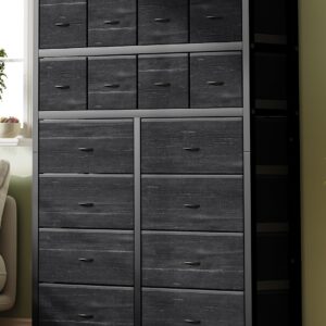 Tall Dresser for Bedroom, Black Dressers & Chests of Drawers with 16 Drawers, Large Fabric Dresser for Storage and Organization