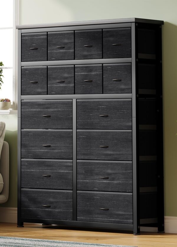 Tall Dresser for Bedroom, Black Dressers & Chests of Drawers with 16 Drawers, Large Fabric Dresser for Storage and Organization