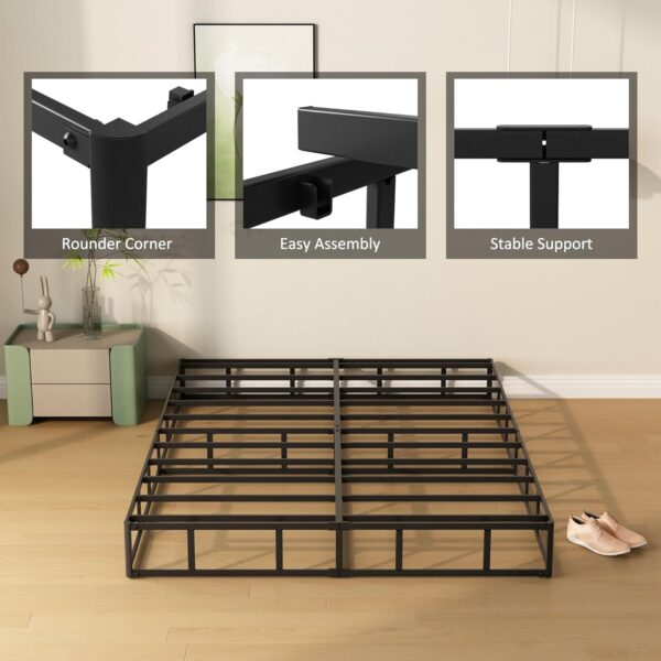 King Size Box Spring, 7 Inch Heavy Duty Bed Base with Fabric Cover, No Noise Mattress Foundation for Bed, Easy Assembly, Black - Image 3