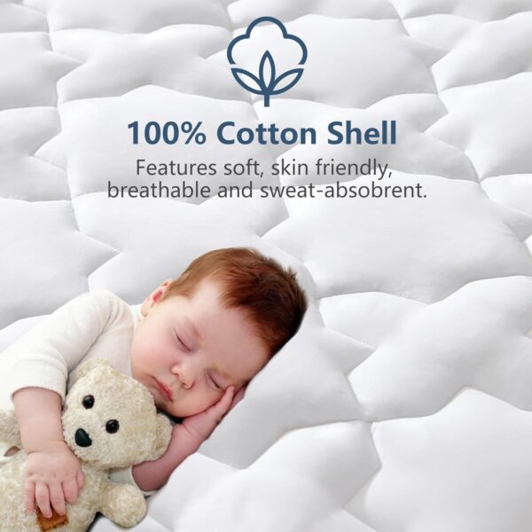 CozyLux Queen Mattress Pad Cotton Deep Pocket Mattress Cover Non Slip Breathable and Soft Quilted Fitted Mattress Topper Up to 18" Thick Pillowtop 450GSM Bed Mattress Pad White - Image 4