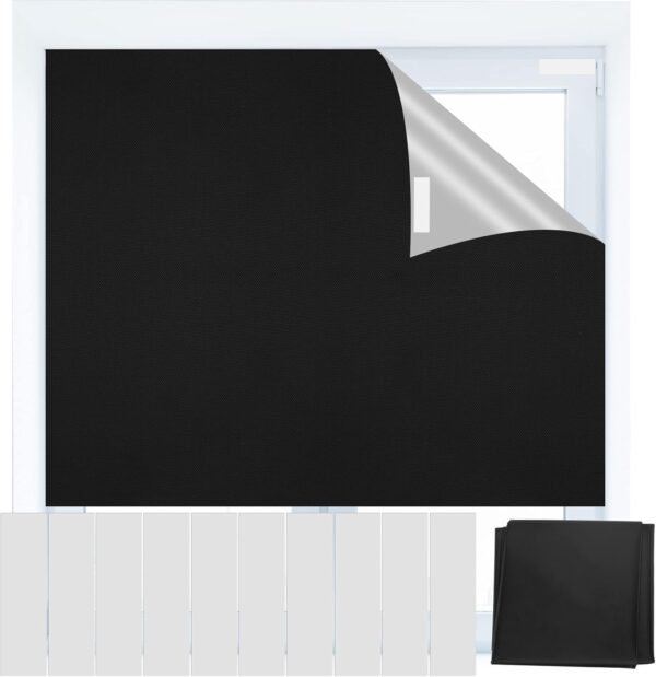 Blackout Blind Curtains, Portable 100% Blackout Shades, 78" x 59" Black Out Blinds for Window, Temporary Blackout Blinds Window Cover with Hook and Loop Tape for Travel Bedroom Nursery Cars