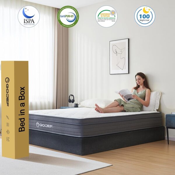 Full Size Mattress, 12 Inch Full Mattress, Hybrid Mattress in a Box with Independent Spring, Soft and Comfortable, Pressure Relief, CertiPUR-US Certified, Plush - Image 6