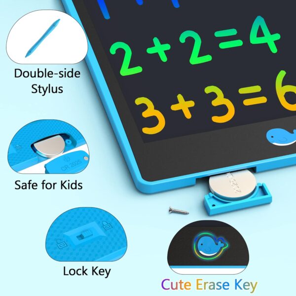 Hockvill LCD Writing Tablet for Kids 8.8 Inch, Toys for Girls Boys Drawing Pad for 3 4 5 6 7 8 Year Old Kid, Toddler Magnetic Doodle Board Travel Essentials Christmas Birthday Gift for Children (Blue) - Image 3