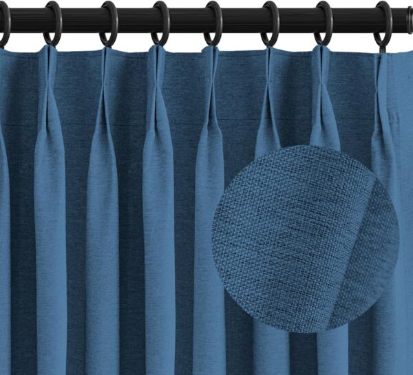 ZY Blinds Midnight Blue Blackout Curtains for Bedroom, Pinch Pleat Curtain with Thermal Insulated Room Darkening Privacy Window Curtain Drapes for Bedroom, 25W x 54H inch, 2 Panels - Image 2