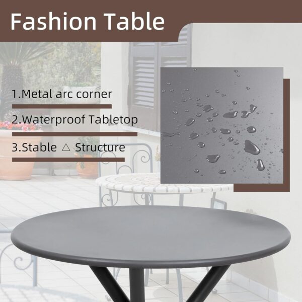 Shintenchi 3 Pieces Patio Bistro Sets, Outdoor Textilene Fabric Conversation Bistro Set, Textilene Fabric Front Porch Chairs Small Patio Furniture Set with Table for Lawn,Garden,Balcony (Black) - Image 5