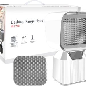 Portable Kitchen Hood, Portable Exhaust Fan for Kitchen with Adjustable Angle Height & 3 Detachable Filters, Portable Range Hood for Indoor BBQ, Hot Pot (White)