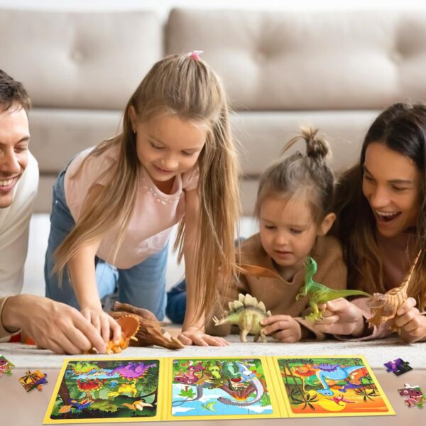 AMOR PRESENT Magnetic Puzzles for Toddlers, Wooden Travel Puzzles Book for Kids Dinosaur Learning Magnet for Road Trip - Image 6