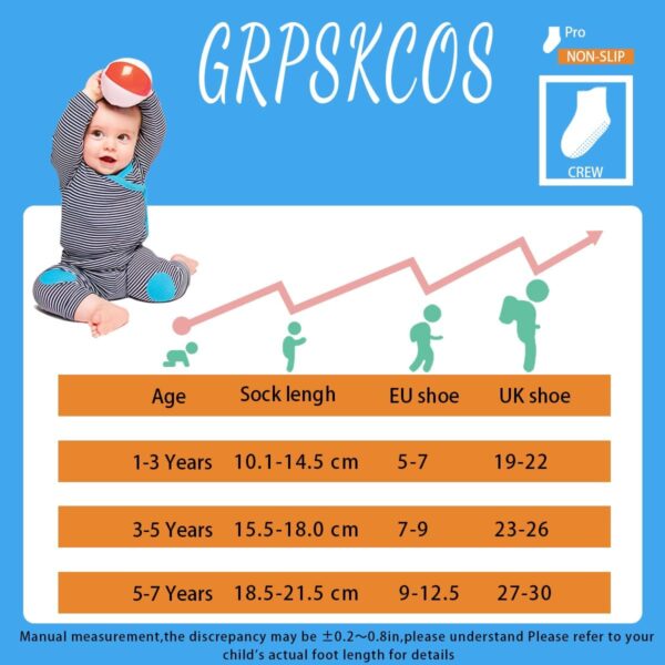 GRPSKCOS Toddler Non Slip Socks- 12 Pairs Anti Skid Kids Socks Cute Crew Grips Socks for 1-7 Years Boys Girls Children - Image 7