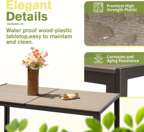 Homall Patio Dining Set 7 Pieces Outdoor Furniture with Large Table and 6 Textilene Chairs for Porch, Brown - Image 3