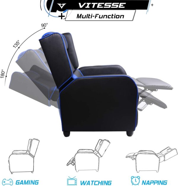 VITESSE Gaming Recliner Chair Racing Style Single PU Leather Sofa Modern Living Room Recliners Ergonomic Comfortable Home Theater Seating, Purple - Image 7