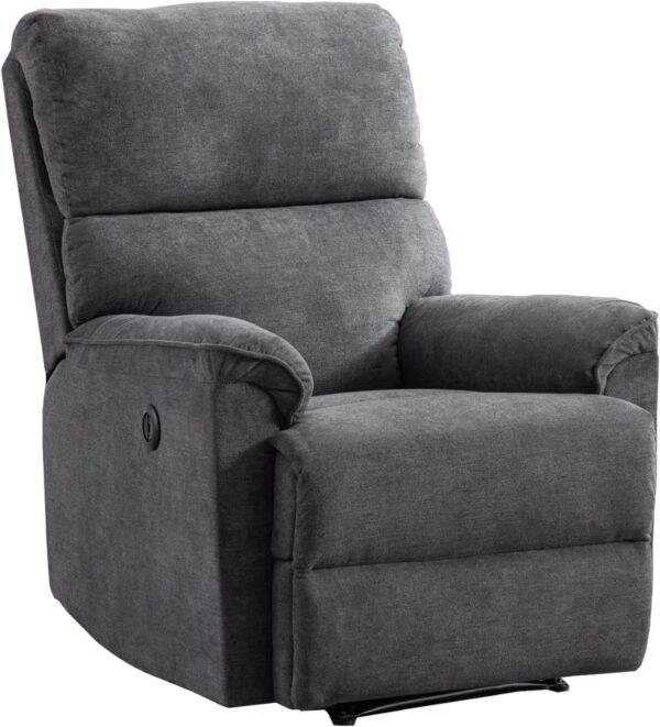 Power Recliner Chair, Electric Recliner, Breathable Fabric Single Overstuffed Recliner Sofa Chair with USB Charge Port for Elderly Living Room, Bedroom, Gray
