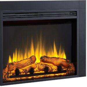 Legend Flame LegendFlame Jaden 32'' W x 25'' H (EF455) Electric Fireplace Insert with Front Trim Kit, Fire Crackling Sound, 750W/1500W Heater, Remote Control Black