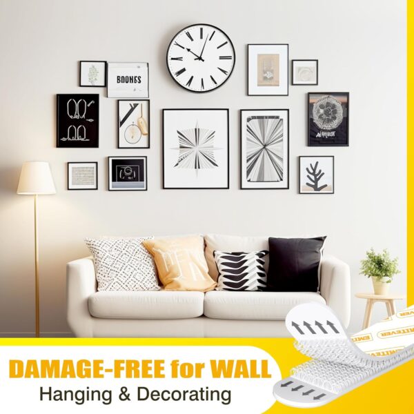 EMITEVER Picture Hanging Strips Heavy Duty, Damage Free Hanging Picture Hangers for Walls, Picture Hanging Kit, Hanging Hooks Without Nails, Large Adhesive Poster Wall Strips 20-Pairs (40 Strips) - Image 6